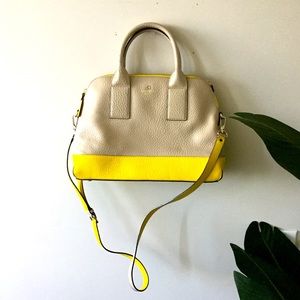 Kate Spade Satchel Purse in Taupe/Yellow NWOT